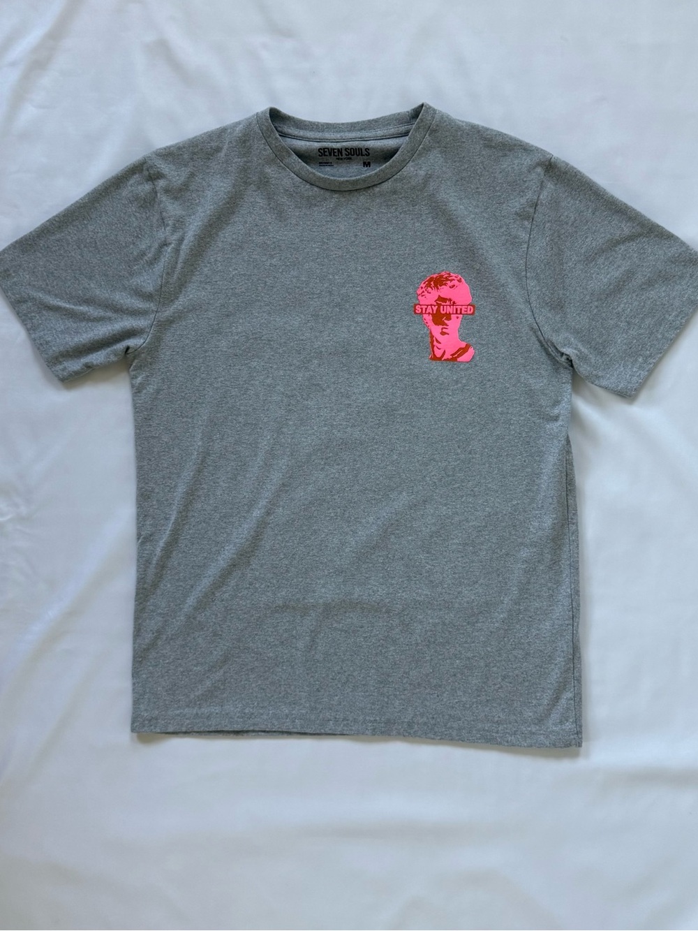Women’s Gray Graphic Tee with Pink Chest Print